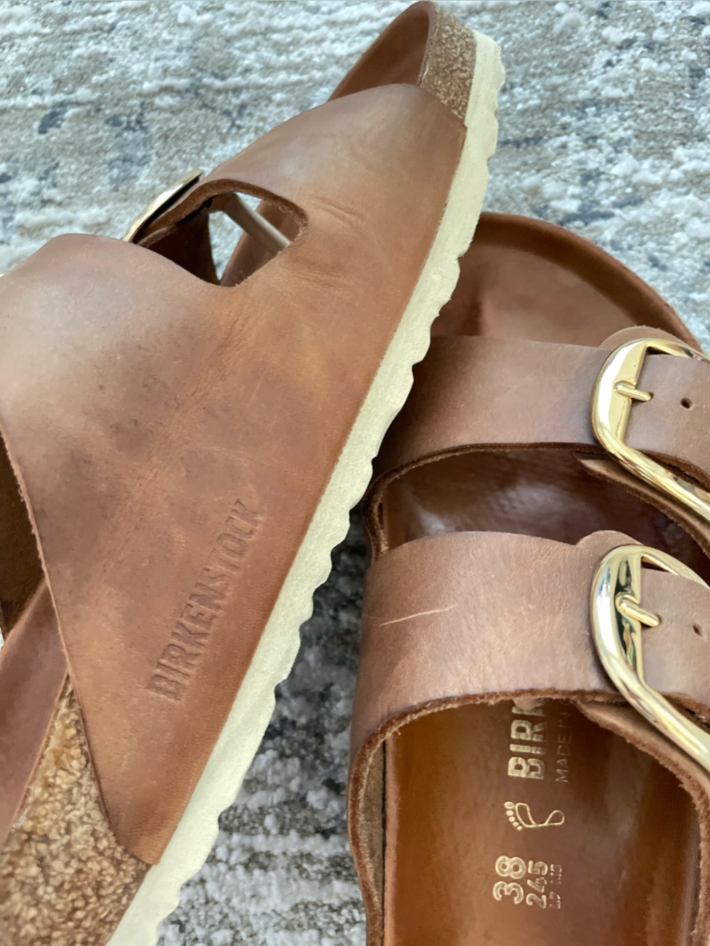 Birkenstock Arizona Big Buckle Cognac Brown Leather Regular Width Sandals 38 - Picture 4 of 5